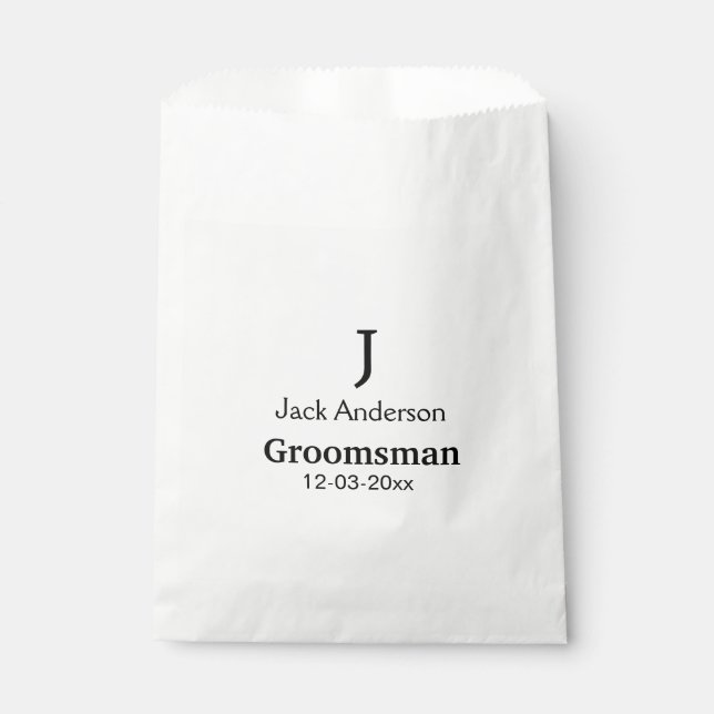 Bolsa De Papel SIMPLE MINIMAL añada tu nombre personalizado groom (Anverso)