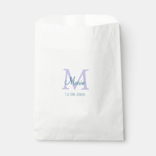 Bolsa De Papel simple mínimo añadir nombre monograma púrpura fech