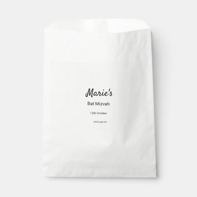 Bolsa De Papel simple mínimo blanco clásico edi bat mitzvah (Anverso)