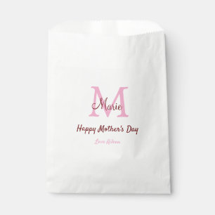 Bolsa De Papel simple mínimo día de la madre monograma nombre ros