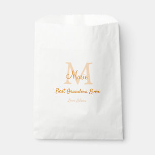 Bolsa De Papel simple mínimo mejor Abuela jamás naranja monograma