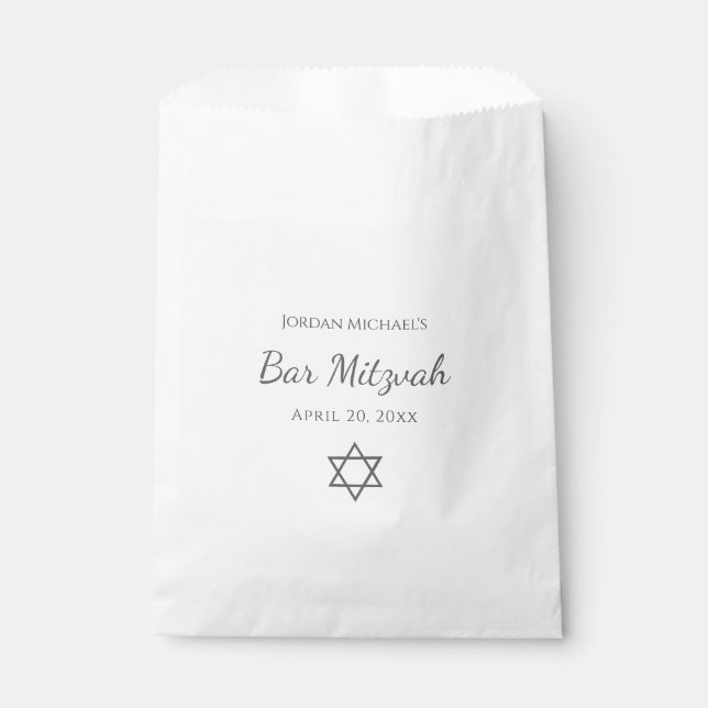 Bolsa De Papel Simple Modern Star of David Bar Mitzvah (Anverso)