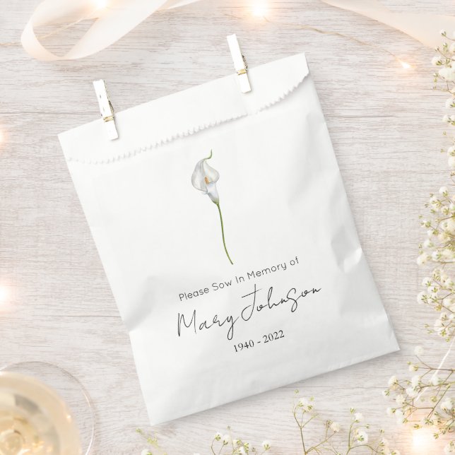 Bolsa De Papel Simple paquete de semillas de cala Funeral  (Cortado)