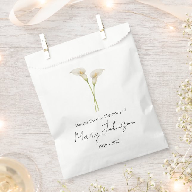 Bolsa De Papel Simple paquete de semillas de cala Funeral  (Cortado)