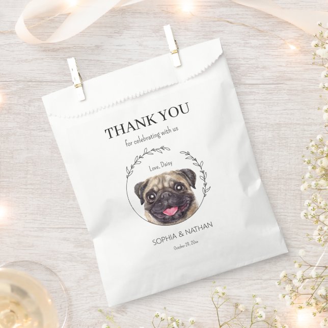 Bolsa De Papel Simple Pug Boda Gracias Por Favor Bag (Cortado)