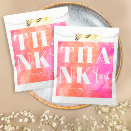 Bolsa De Papel Simple rosa y Naranja Moda audaz Gracias Boda