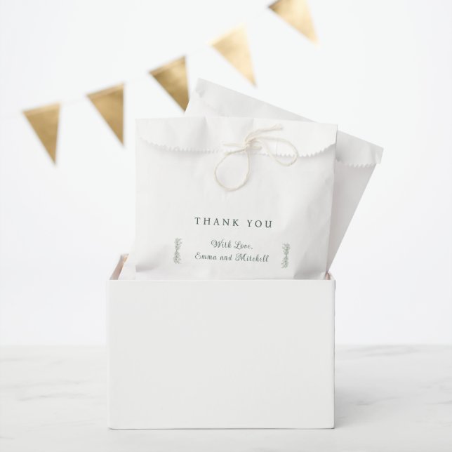 Bolsa De Papel Simple Sage Green Botanical Minimalist Wedding (Fiesta)