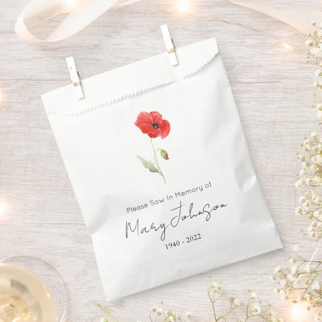 Bolsa De Papel Simple sobre de semillas de amapola Funeral  (Cortado)