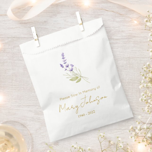 Bolsa De Papel Simple sobre de semillas de lavanda Funeral  (Cortado)