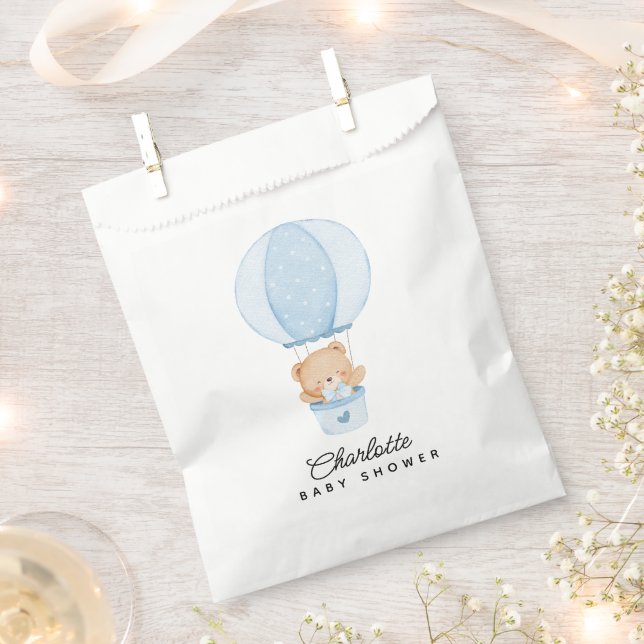 Bolsa De Papel Simple Teddy Bear Blue Balloon (Cortado)