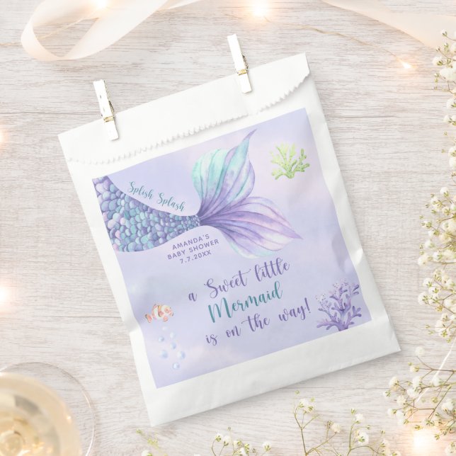 Bolsa De Papel Sirena Bajo El Chica Del Mar Baby Shower (Cortado)