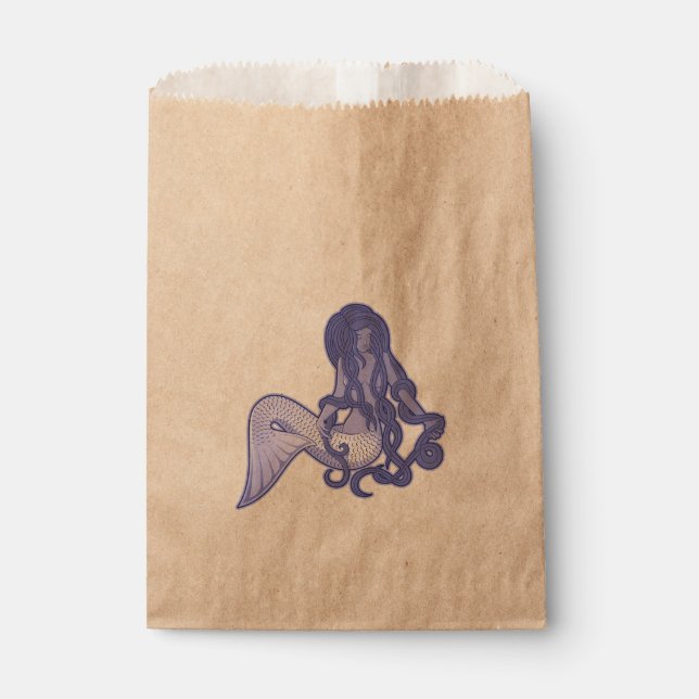 Bolsa De Papel Sirena sentada azul (Anverso)