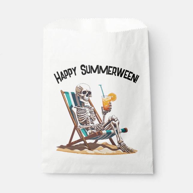 Bolsa De Papel Skeleton Beach Lounging Halloween (Anverso)