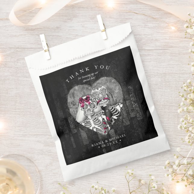 Bolsa De Papel Skeletons Gótico Gracias Borgoña ID866 (Cortado)