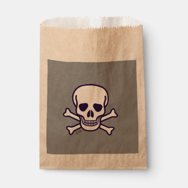 Bolsa De Papel Skull n Bones gray kraft favor bags (Anverso)
