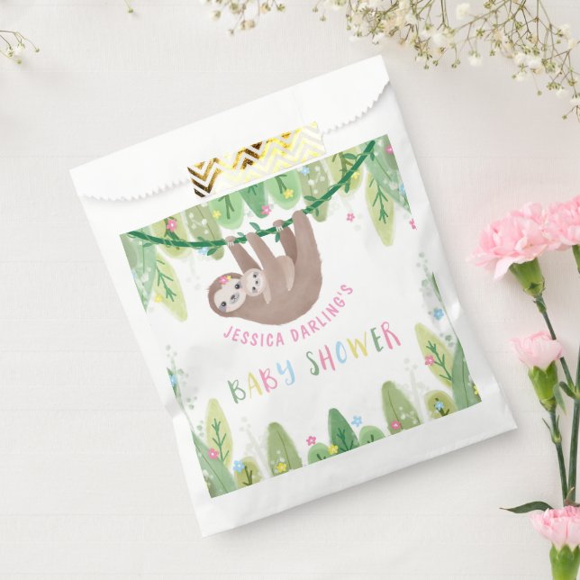 Bolsa De Papel Slove Baby Girl Shower Jungle Tema (Sellado)