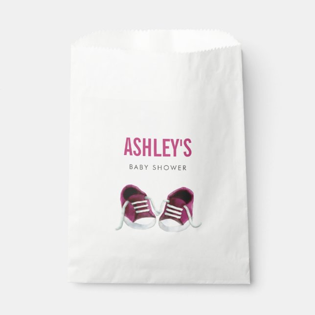Bolsa De Papel Sneakers Rosado Baby Shower Favor Bag Treacks (Anverso)