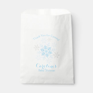 Bolsa De Papel Snowflake Baby Boy Shower Winter Blue Silver