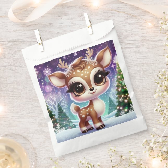Bolsa De Papel Snowflake Sparkle Baby Reindeer (Cortado)