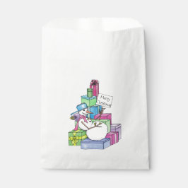 Bolsa De Papel Snowman escalando en regalos