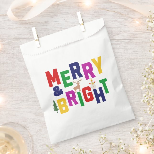 Bolsa De Papel Snowman, reno de pino blanco y brillante (Cortado)