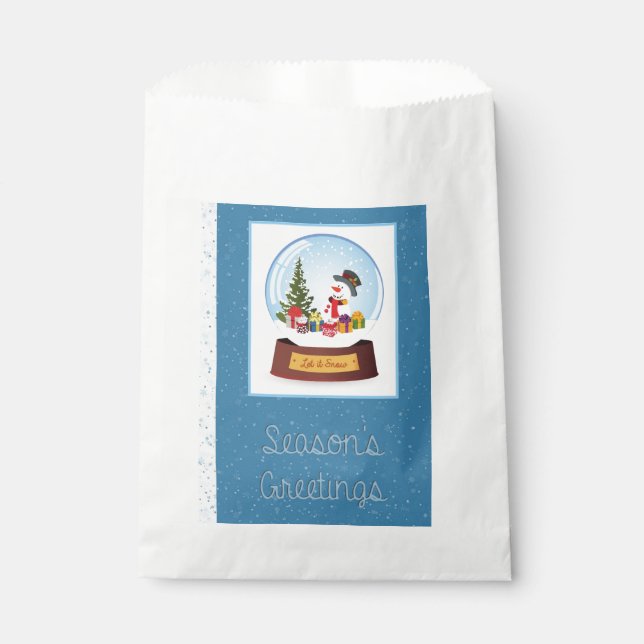 Bolsa De Papel Snowman Snowglobe Saludos (Anverso)
