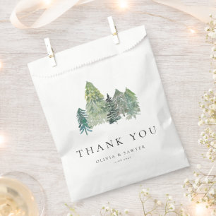 Bolsa De Papel Snowy Evergreen Forest Winter Wedding Gracias