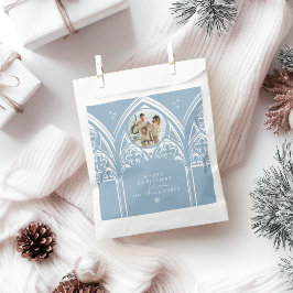 Bolsa De Papel Snowy Gothic Winter Fairytale Navidades Blue Photo