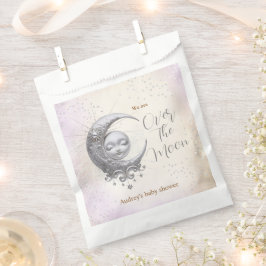 Bolsa De Papel Sobre la Luna Género Neutral Púrpura Baby Shower