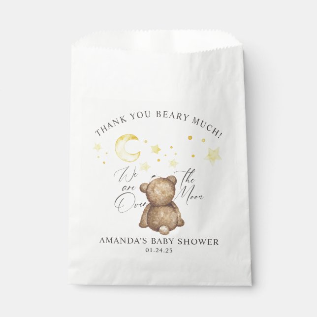 Bolsa De Papel Sobre la luna Teddy Bear Baby Shower (Anverso)