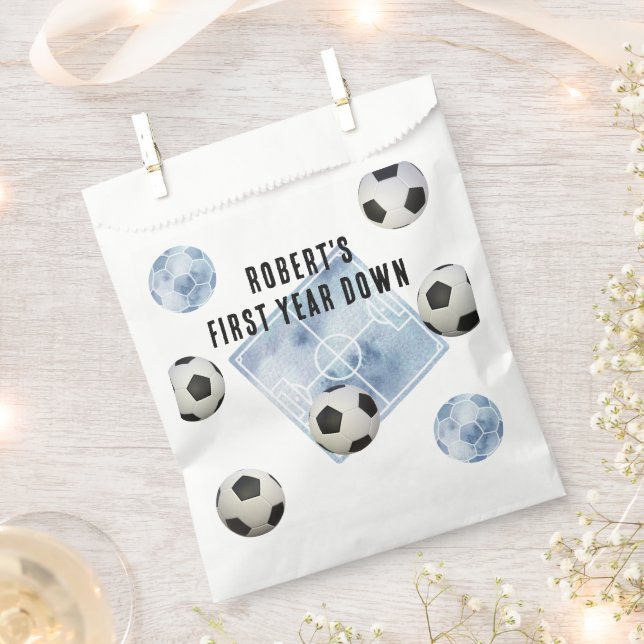 Bolsa De Papel Soccer First Year Down Birthday Party (Cortado)