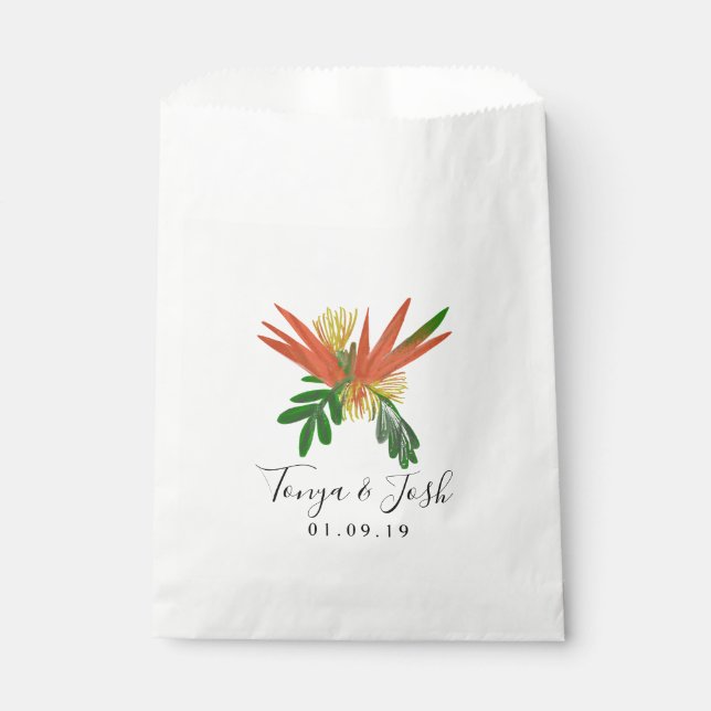 Bolsa De Papel Sofisticada Ave del Paraíso Boda Tropical (Anverso)