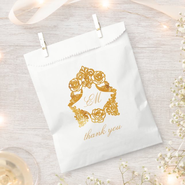 Bolsa De Papel Sofisticado Clásico Barroco de Oro con Falso Foil (Cortado)