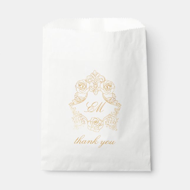 Bolsa De Papel Sofisticado Relieve metalizado clásico Faux Gold R (Anverso)