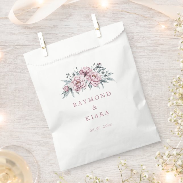 Bolsa De Papel Soft Muted Dusty Pink Peony Wedding (Cortado)
