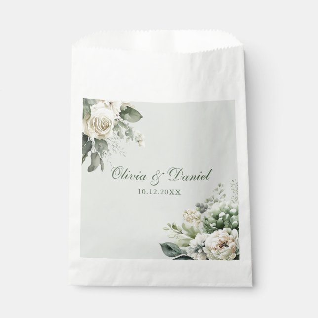 Bolsa De Papel Soft Sage Green Floral Wedding Favor Bag (Anverso)