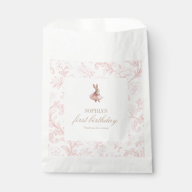 Bolsa De Papel Some Bunny Birthday Pink Bunny Party (Anverso)