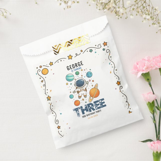 Bolsa De Papel Space Adventure 3rd Birthday | Outer Space for Kid (Sellado)