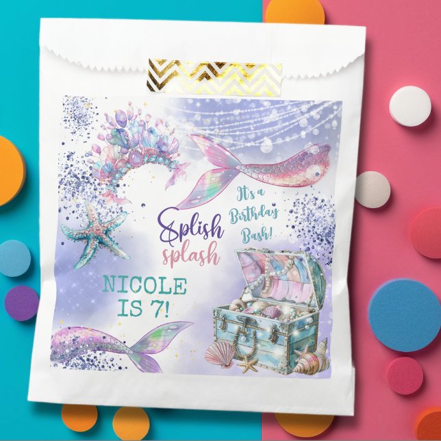 Bolsa De Papel Splish splash magia de la sirena cumpleaños bash (Subido por el creador)