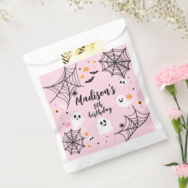 Bolsa De Papel Spooky Ghost Pink Halloween (Sellado)