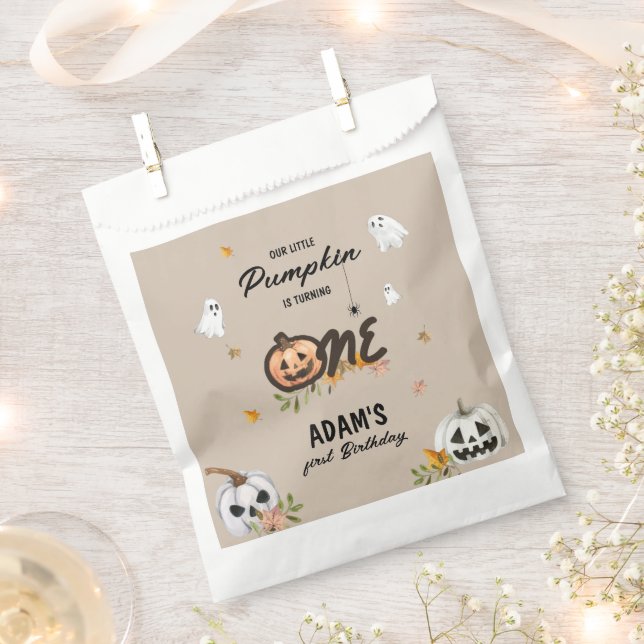 Bolsa De Papel Spooky Little Pumpkin First Birthday (Cortado)