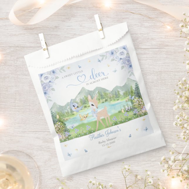 Bolsa De Papel Spring Bloom and Butterflies Deer Baby Shower  (Cortado)