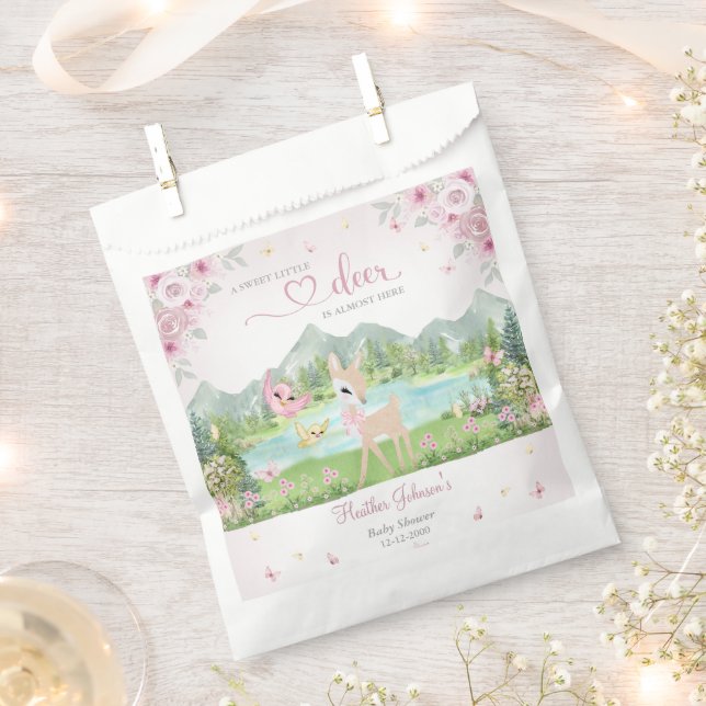 Bolsa De Papel Spring Bloom and Butterflies Deer Baby Shower  (Cortado)