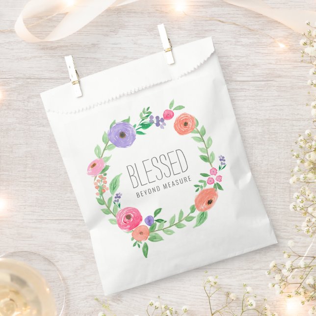 Bolsa De Papel Spring Pink Floral Blessed Beyond Measure (Cortado)