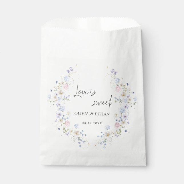 Bolsa De Papel Spring Wildflowers Purple Pink Wedding (Anverso)