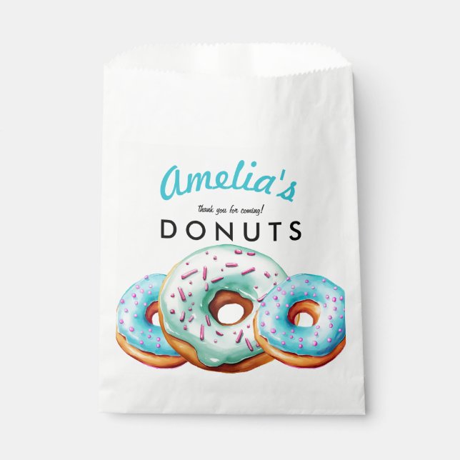 Bolsa De Papel Sprinkle Donut | Cute Blue Baby Shower (Anverso)