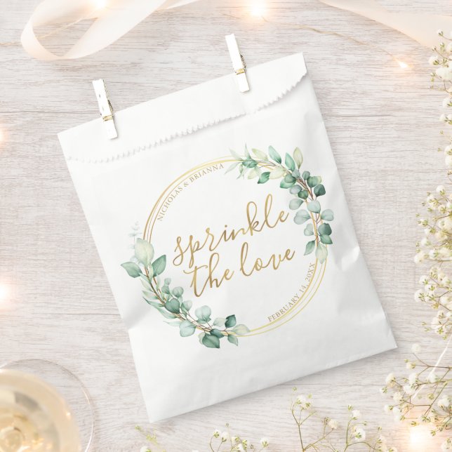 Bolsa De Papel Sprinkle the Love Gold Eucalyptus Boda Gracias (Cortado)