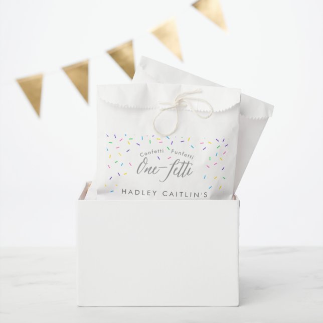 Bolsa De Papel Sprinkles First Birday Invitation, lindo confetti (Fiesta)