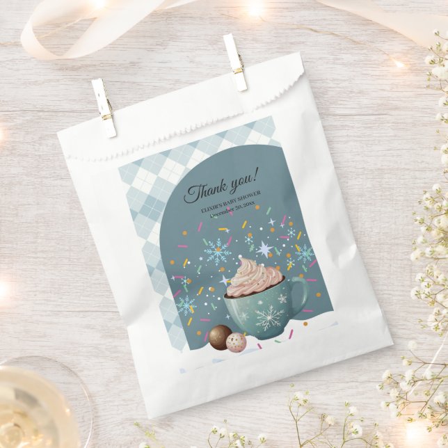 Bolsa De Papel Sprinkles Hot Cocoa Winter Snowflakes Baby Shower (Cortado)