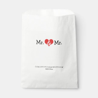 Bolsa De Papel Sr. y Sr. Boda del Corazón Rojo Personalizado